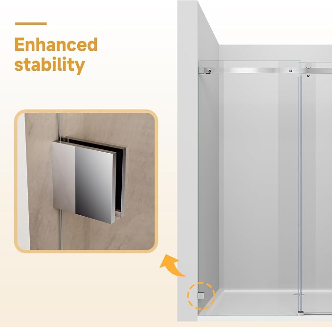 Frameless Sliding Shower Door, Sliver Finish - Image 5
