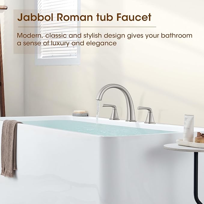 Brushed Nickel Roman Tub Faucet, Solid Brass Bathtub Faucet Set - Image 2