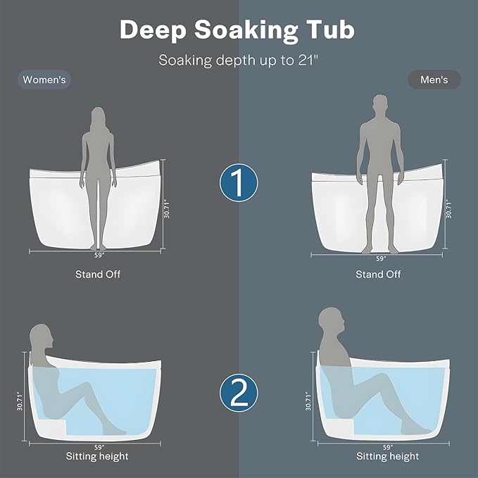 Empava 59-Inch Freestanding Air Jetted Bathtub - Image 6