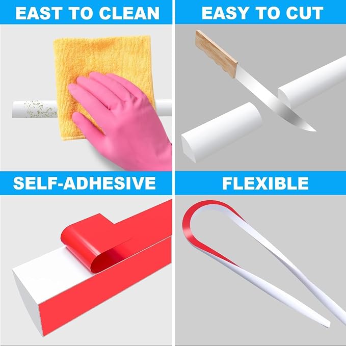Duzzy 98 Inch Flexible Quarter Round Molding, Peel and Stick Silicone Rubber - Image 6