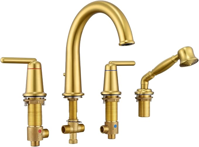 Roman Tub Faucet with Sprayer, Classic Bath Tub Faucet Set with Valve Brass 4 by Wintap