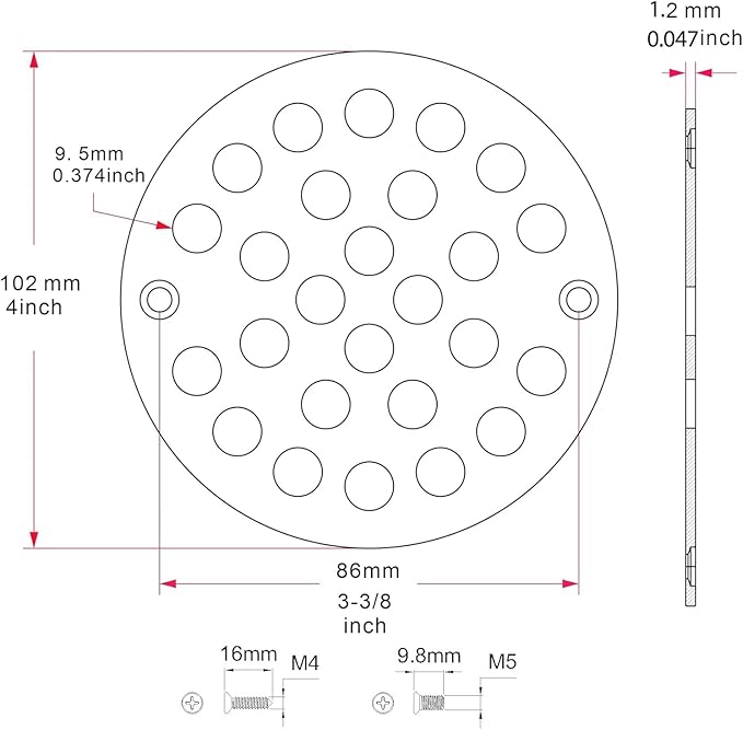 4 Inch Shower Drain Cover, Round Screw-in Floor Drain Cover, Easy-to-Install - Image 2