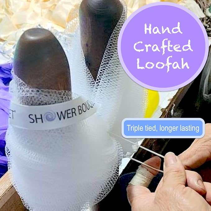 SHOWER BOUQUET Loofah-Charcoal Back-Scrubber & Bath-Sponge Color-Set // 1 - Image 2