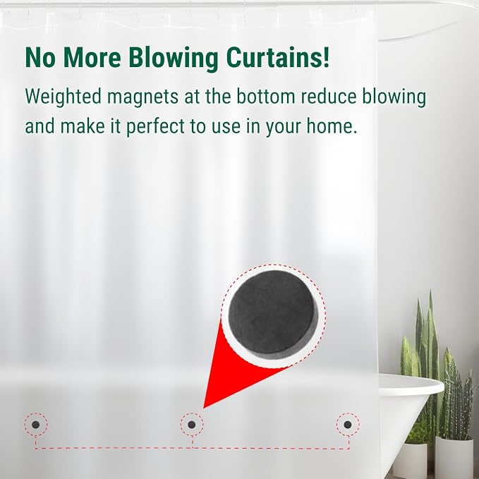 Bowery Home Eco-Friendly Recycled PEVA Shower Curtain Liner – Waterproof - Image 7