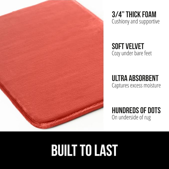 GORILLA GRIP Memory Foam Bath Mat, Soft Absorbent Velvet Bathroom Mats - Image 3