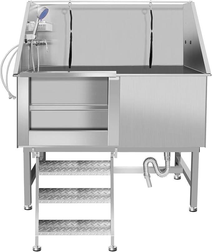 Dog Grooming Bathtub Station, Professional Stainless Steel Wash Shower Sink - Image 8