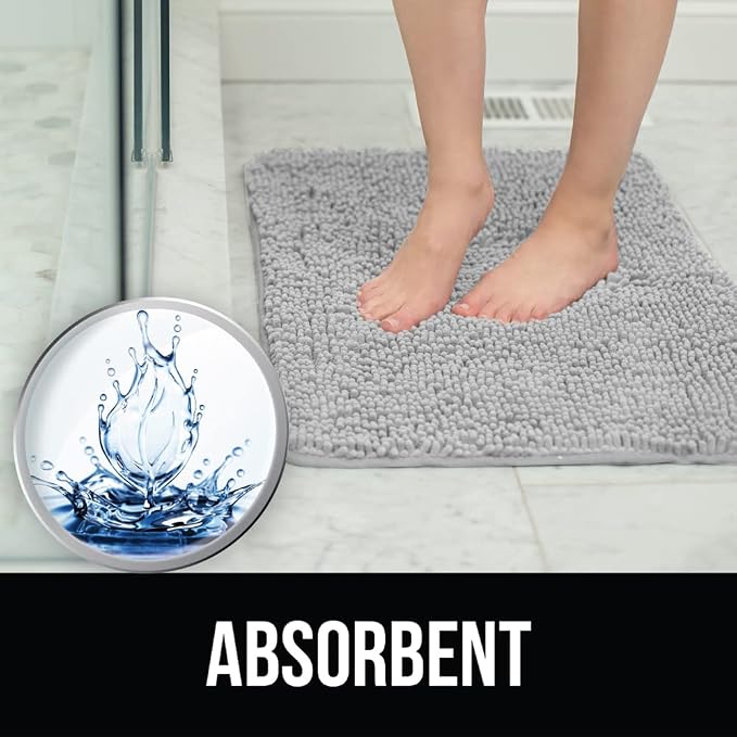 KANGAROO Bathroom Rugs, Chenille Soft Absorbent Bath Rug, Shaggy Shower Mat - Image 6