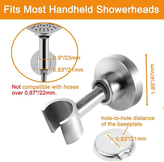 Shower Head Holder All Metal Handheld Shower Wand Bracket Adjustable Handheld - Image 2