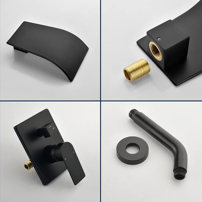 Tub Shower Faucet Combo Set Matte Black Shower Faucet Set - Image 8