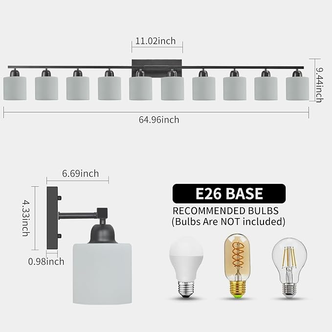 10 Light Black Vanity Lights for Giant Mirror, Bathroom Vanity Lights Over - Image 2