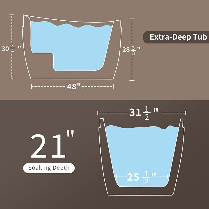 Empava Air Jetted Massage Bath Tub 48 in. Freestanding Bathtub Air Mirco Bubble - Image 6