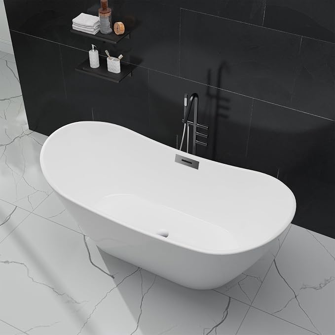 59 Inch Acrylic Freestanding Bathtub, Soaking Bathtub by Unknown