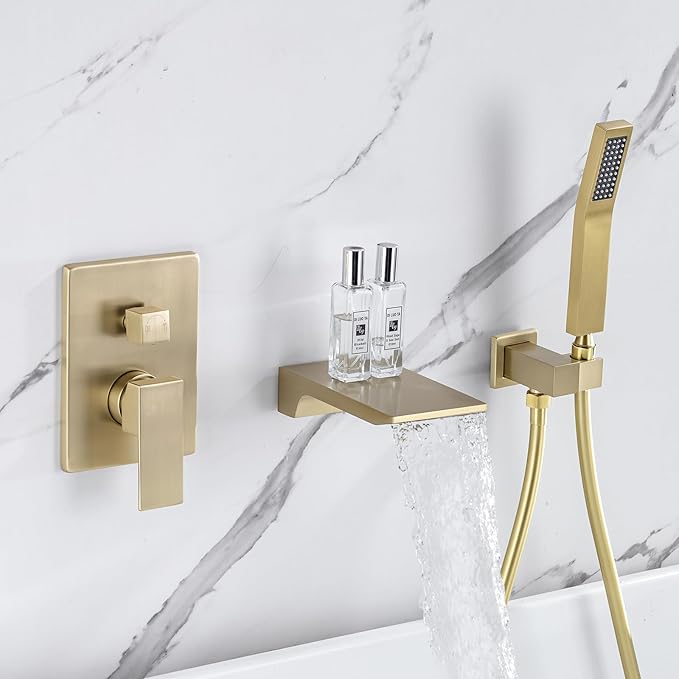 Wall Mount Roman Tub Filler Faucet Single Handle Bathroom Bathtub Faucet by HAMOLER