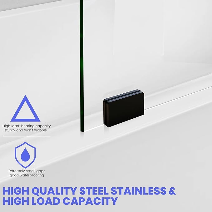 34" W X 58.25" H Tub Shower Door, Frameless Bathtub Glass Shower Door - Image 2