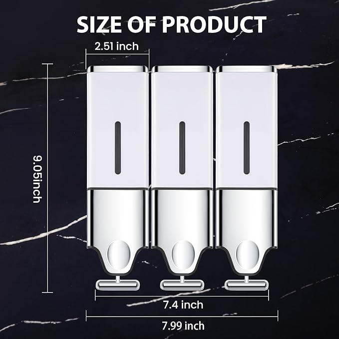 3-in-1 Quadrate Dispensers for The Shower, Shower soap Dispenser, Conditioner - Image 3