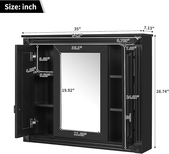 Merax Wall Mounted Bathroom Medicine Cabinet - Image 3