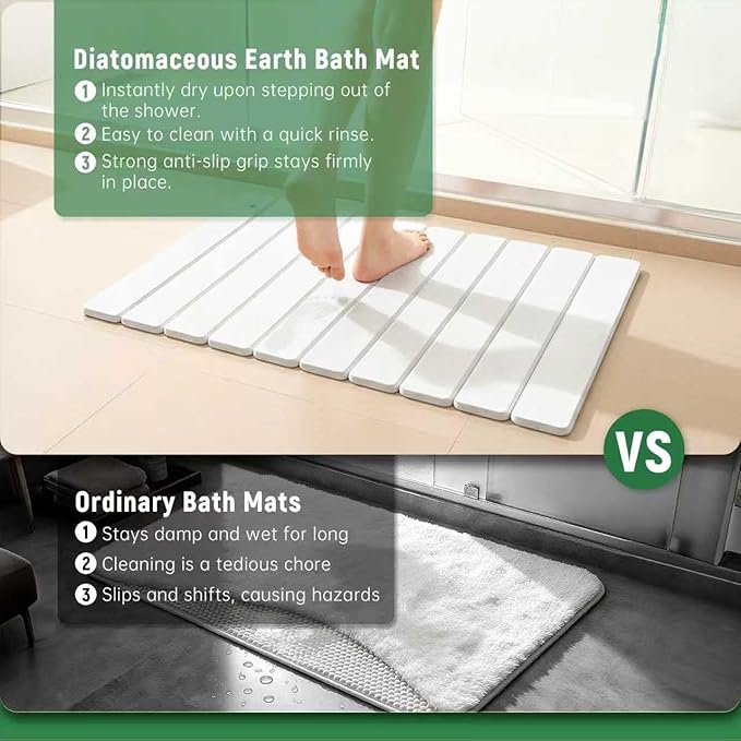 Stone Bath Mat for Water Absorption, Foldable Diatomite Stone Mat, Non-Slip & - Image 6