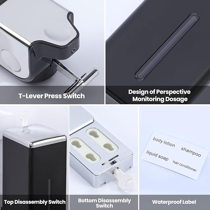 3-in-1 Quadrate Dispensers for The Shower, Shower soap Dispenser, Conditioner - Image 6