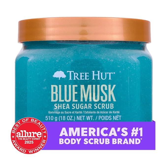 Tree Hut Blue Musk Shea Sugar Scrub, Exfoliating, Hydrating & Moisturizing Body - Image 3