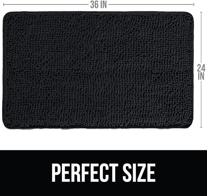 KANGAROO Bathroom Rugs, Chenille Soft Absorbent Bath Rug, Shaggy Shower Mat - Image 2