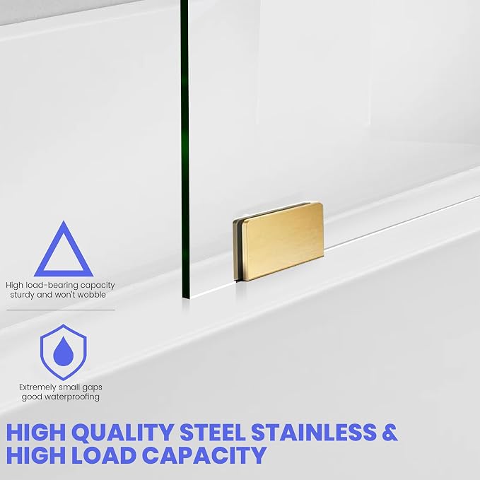 Frameless Bathtub Glass Shower Door, 5/16" Clear Tempered Glass Bathroom Shower - Image 3