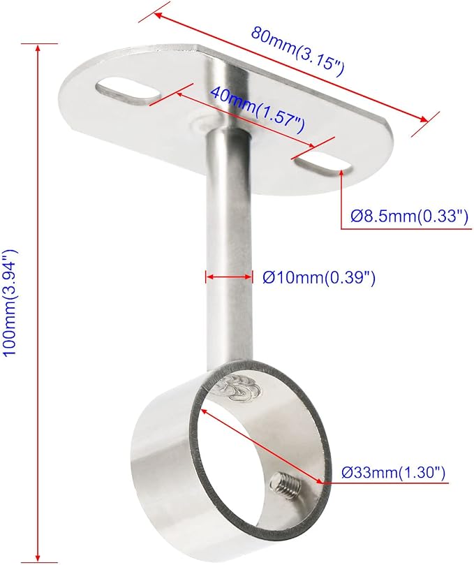 4Pcs ID32mm, Clothes Rail mounting Bracket, Shower Curtain Closet tie Rod - Image 2