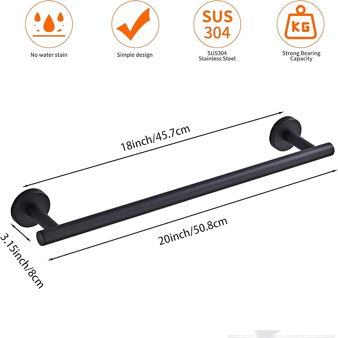Bathroom Towel Bar, 18-Inch Towel Rack - Image 4