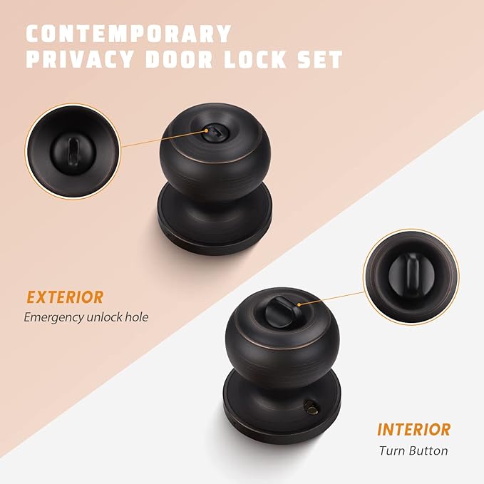 KNOBWELL 4 Pack Oil Rubbed Bronze Door Knobs - Image 2