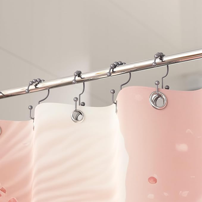Titanker Shower Curtain Hooks Rings, Rust-Resistant Metal Double Glide Shower - Image 7