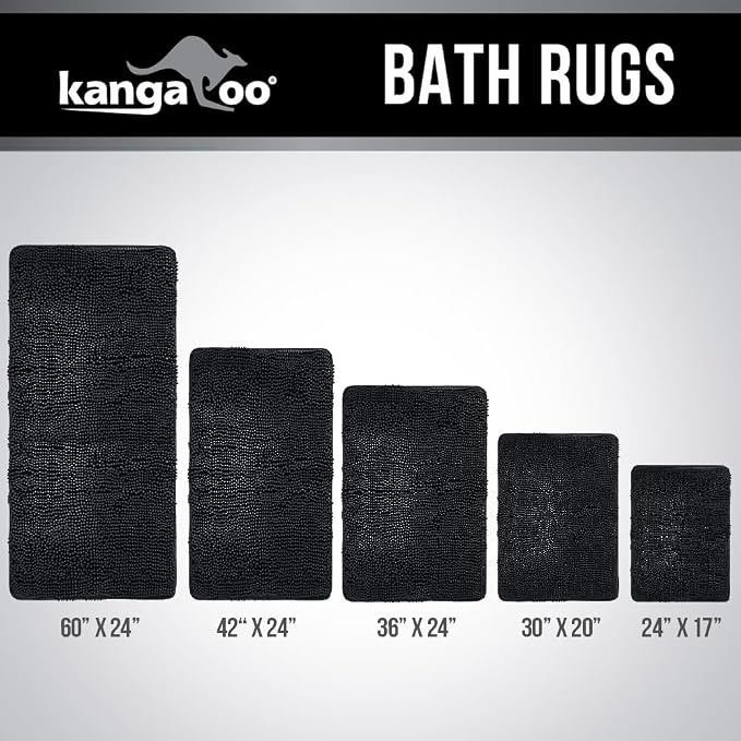 KANGAROO Bathroom Rugs, Chenille Soft Absorbent Bath Rug, Shaggy Shower Mat - Image 9