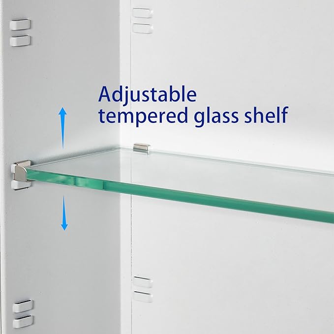 Bathroom Medicine Cabinet with Beveled Edge Mirrored Door 16 x 22 inch - Image 9
