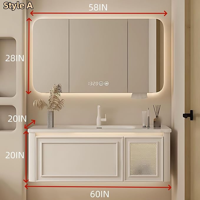 60IN Wall Mounted Bathroom Vanity Set - Image 2