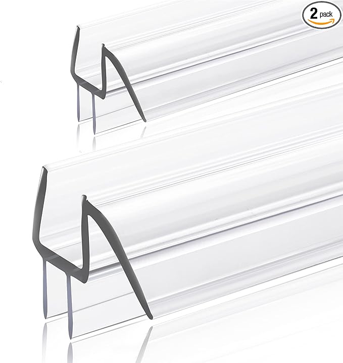 2-Pack Ultra Clear Shower Door Bottom Seal Frameless Glass Shower Door Sweep by GEZMR