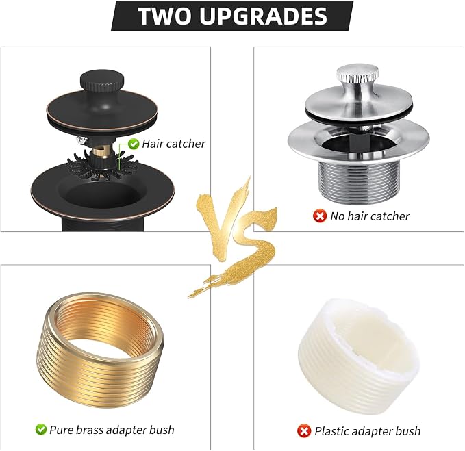 Oil Rubbed Bronze Tub Drain Trim Set Conversion Kit Assembly，All Brass Lift & - Image 3