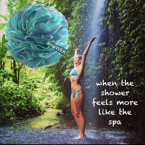 SHOWER BOUQUET 2-Sided-Loofah-Back-Scrubber & Bath-Sponge Set // - Image 5