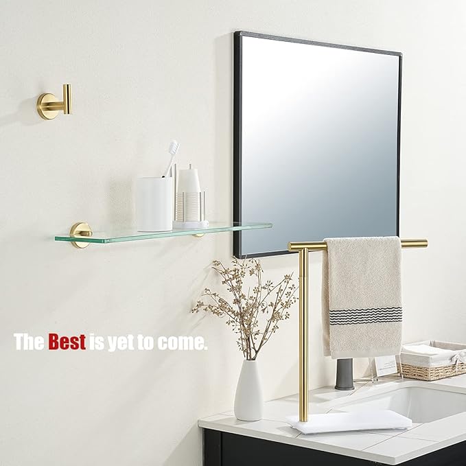 JQK Bathroom Glass Shelf Gold, Tempered Glass Shower Storage 20 by 5 inches - Image 4