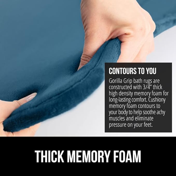 GORILLA GRIP Memory Foam Bath Mat, Soft Absorbent Velvet Bathroom Mats - Image 4