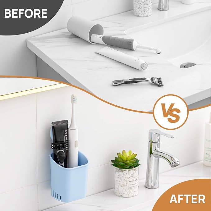 LEVERLOC Powerful Suction Cup Toothbrush Holder, Drill-Free Wall Shower Holder - Image 5