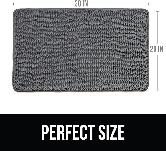 KANGAROO Bathroom Rugs, Chenille Soft Absorbent Bath Rug, Shaggy Shower Mat - Image 2