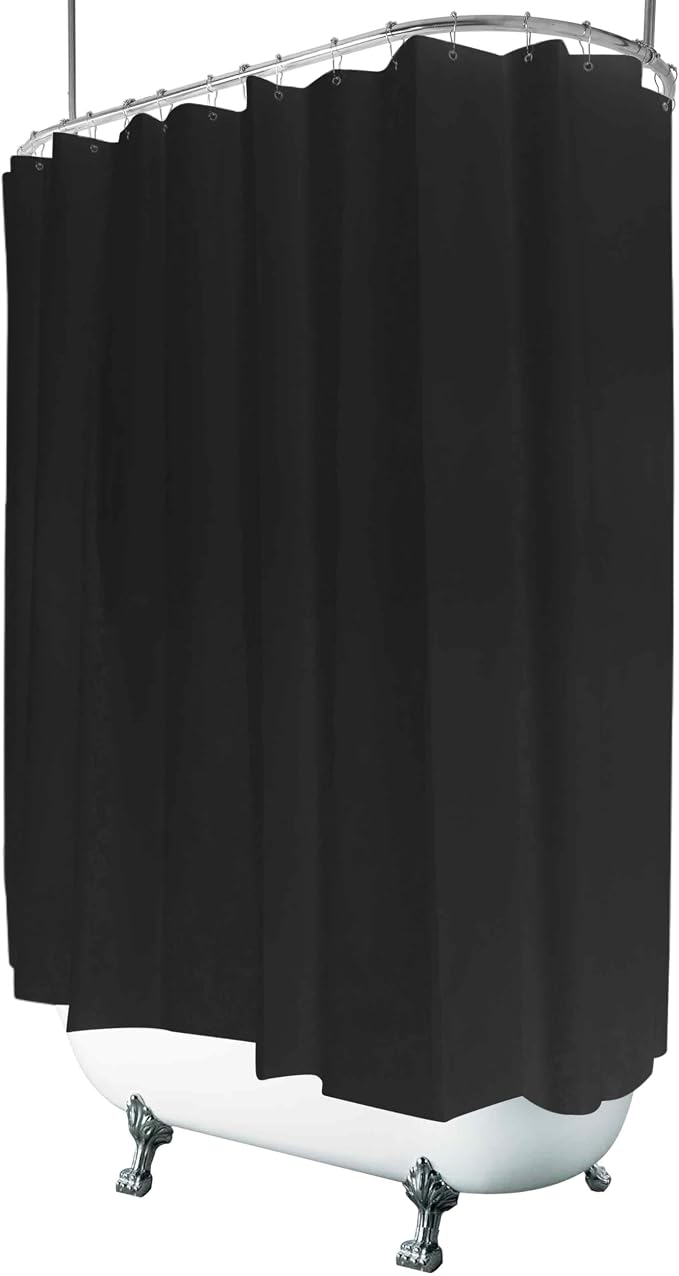 Clawfoot Tub Shower Curtain Liner Black 180x70 Inch Liner All Warp Around Extra - Image 2