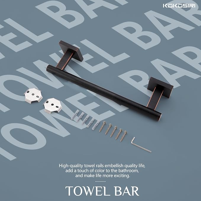 KOKOSIRI Bathroom Towel Bars 12 Inch Towel Ring Oil Rubbed Bronze 30CM Hand - Image 7