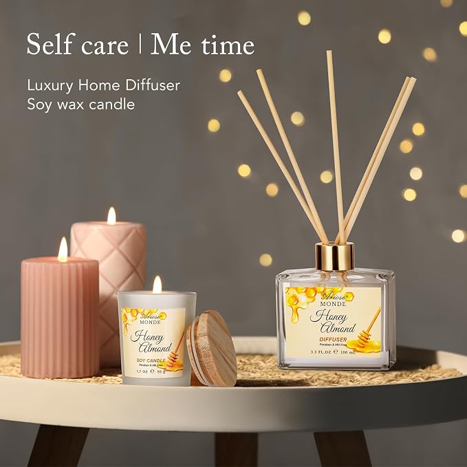 Bath & Body Gift Set, Luxury Home Spa Bath Gift Basket, Honey Almond Scented - Image 7