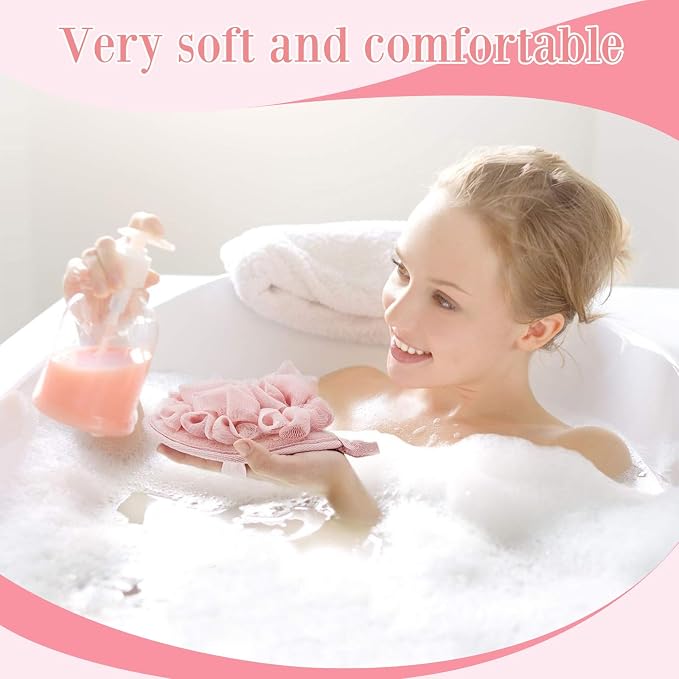 Boao 3 Pcs Bath Shower Pouf Sponge Mesh Pouf Shower Ball Exfoliating Body - Image 4