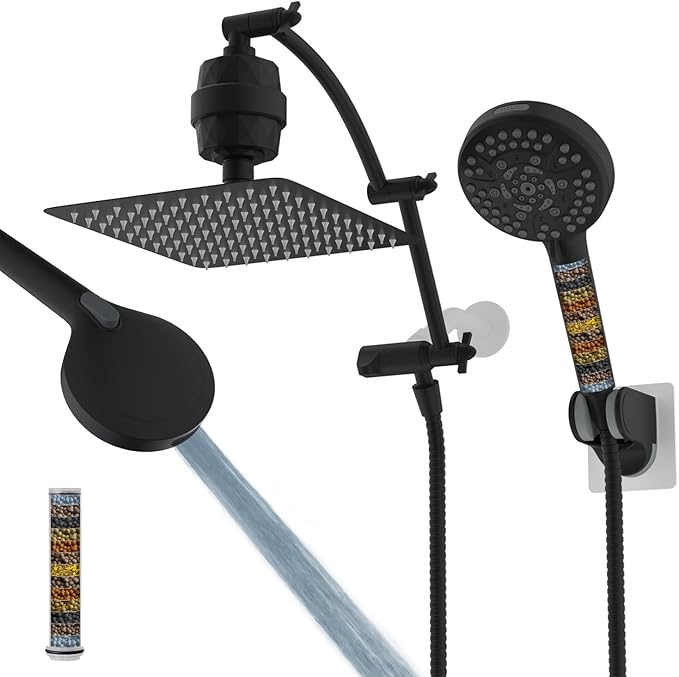 Hibbent All Metal 10'' Dual Filtered Rainfall Shower Head Combo, High Pressure by Hibbent