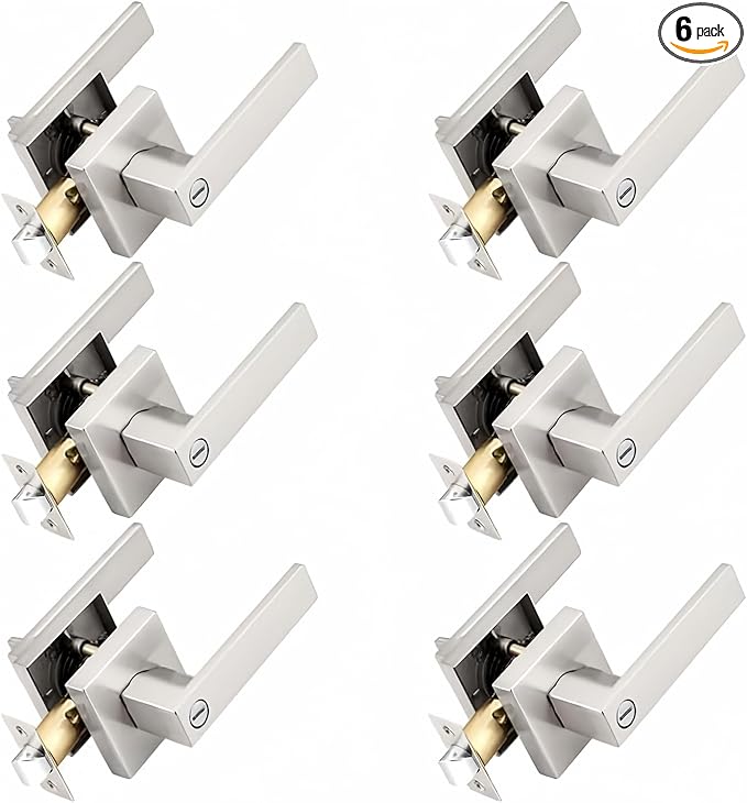 Probrico Interior Brushed Nickel Door Handle, Heavy Duty, Flat Square Privacy by Probrico