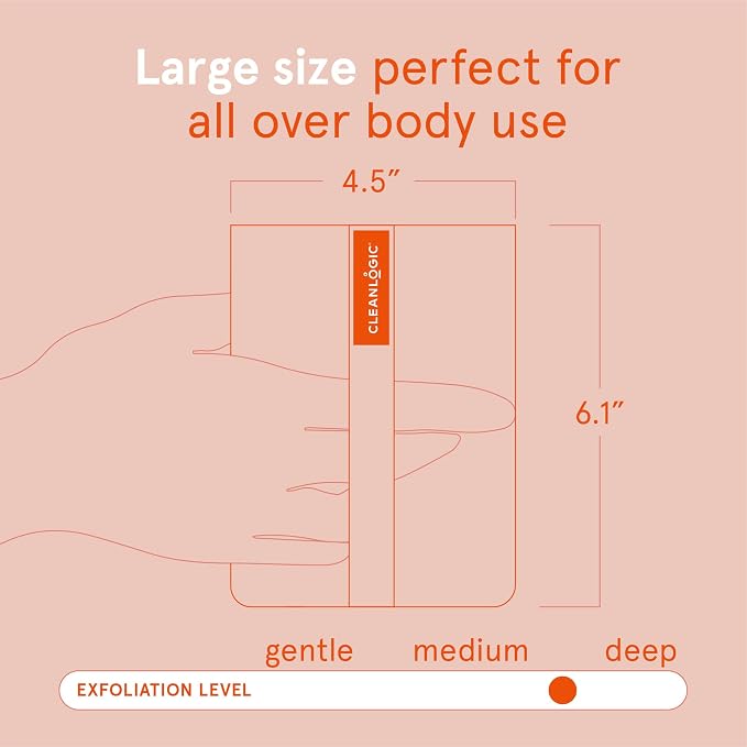 Cleanlogic Bath and Body Exfoliating Body Scrubber, Large Exfoliator Tool - Image 4