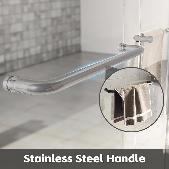 Shower Doors Glass Sliding, Semi-Frameless, 1/4" Inch Sgcc Tempered Glass - Image 5