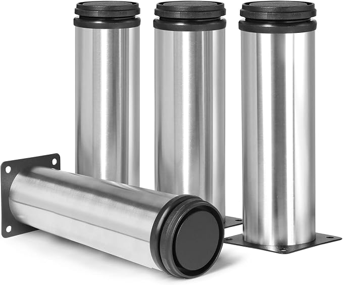7 Inch Metal Furniture Legs Stainless Steel Adjustable Legs Silver Metal Legs by Masendelk