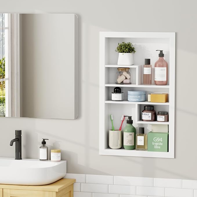 Stainless Steel Recessed Medicine Cabinet 14 * 24, Rust-proof Metal Wall Niche by GIKLUX
