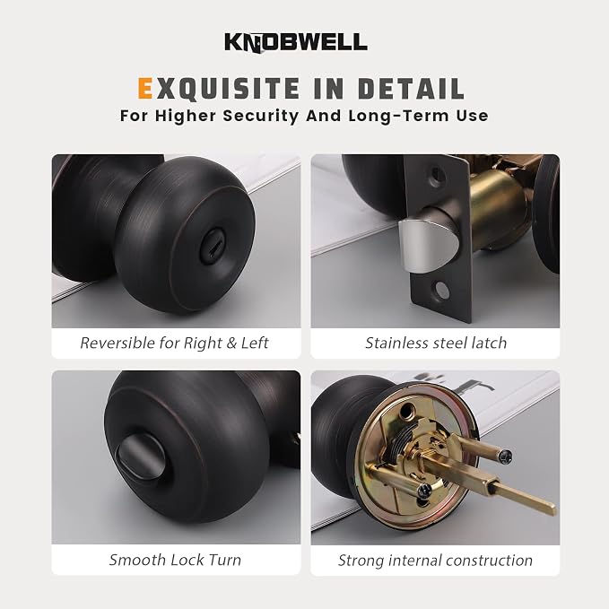 KNOBWELL 4 Pack Oil Rubbed Bronze Door Knobs - Image 6
